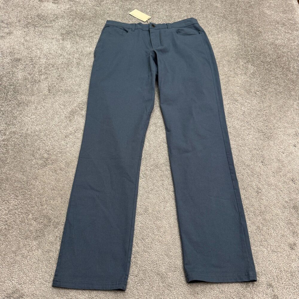 Pact Organic Cotton Stretch Slate Chino Pants Mens Large Blue Elastic Waist NWT